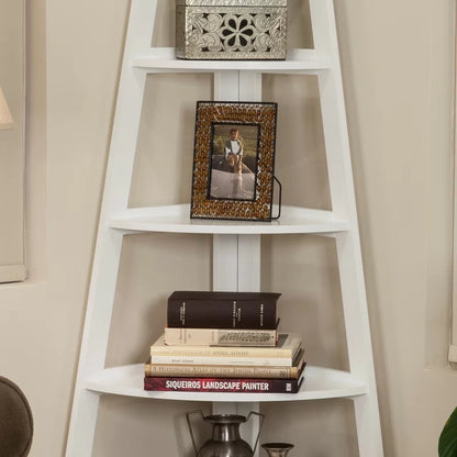 ADOUER WOOD Solid Sheesham Wood Corner Bookshelf For Home & Office