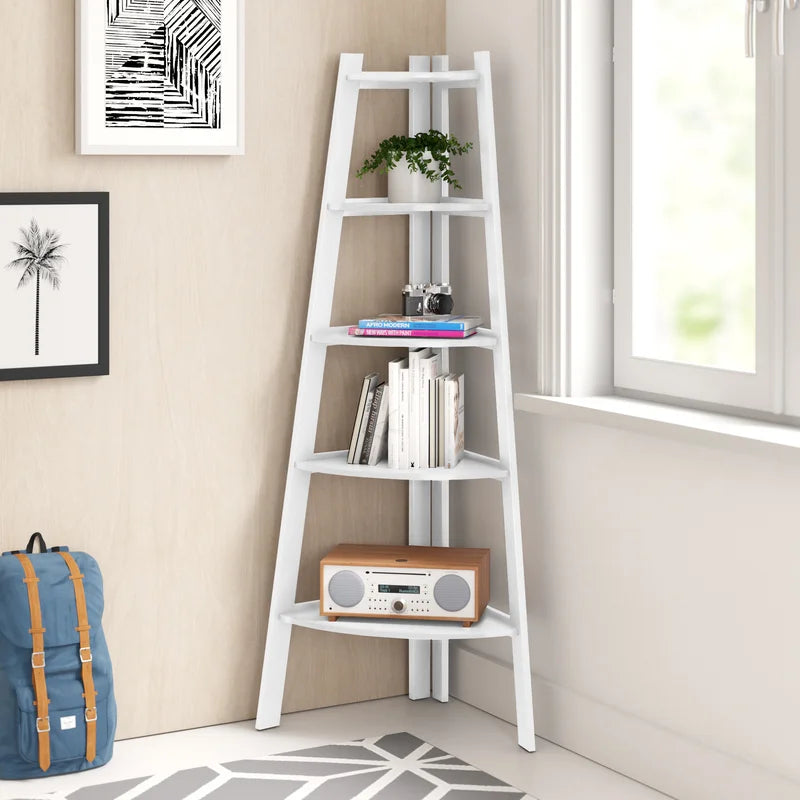ADOUER WOOD Solid Sheesham Wood Corner Bookshelf For Home & Office