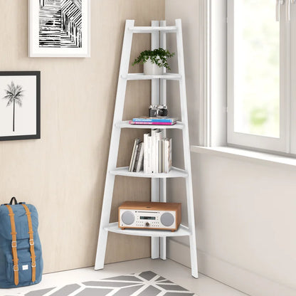 ADOUER WOOD Solid Sheesham Wood Corner Bookshelf For Home & Office