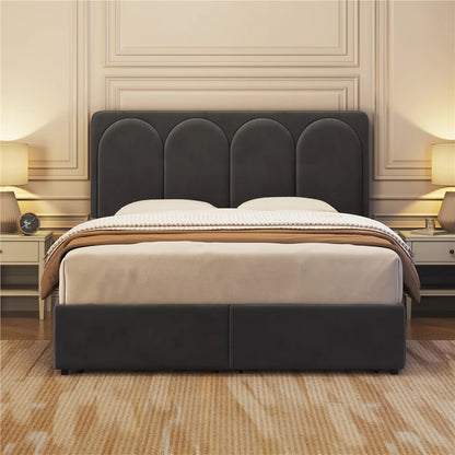 ADOUER WOOD Nice Design Solid Frame Upholstered Box Storage Bed For Bedroom