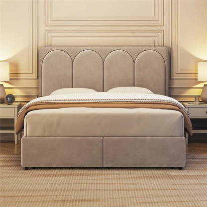 ADOUER WOOD Nice Design Solid Frame Upholstered Box Storage Bed For Bedroom