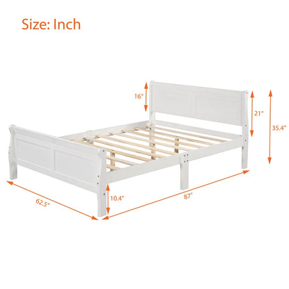 Adouer Wood "Elegant White Solid Sheesham Wooden Bed Frame with Sleigh Design"