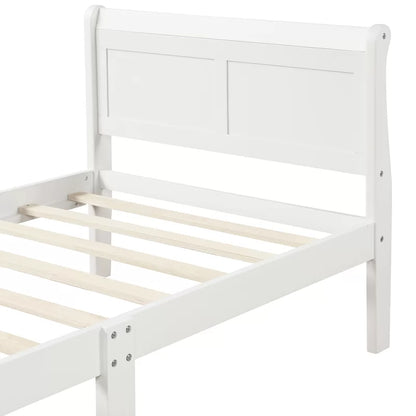 Adouer Wood "Elegant White Solid Sheesham Wooden Bed Frame with Sleigh Design"