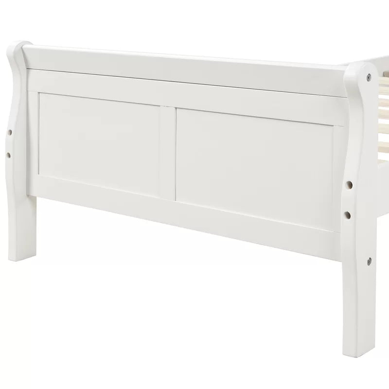 Adouer Wood "Elegant White Solid Sheesham Wooden Bed Frame with Sleigh Design"