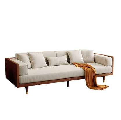 ADOUER WOOD Modern Sheesham Wood 3 Seater Sofa for Home And Office, Light Walnut
