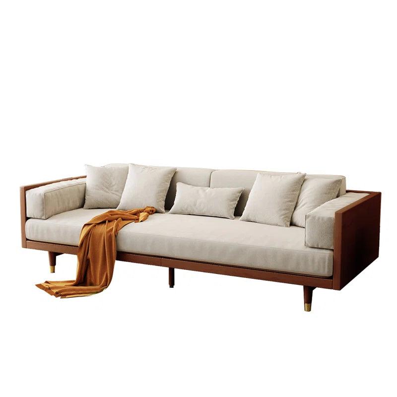 ADOUER WOOD Modern Sheesham Wood 3 Seater Sofa for Home And Office, Light Walnut