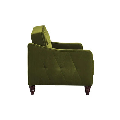 ADOUER WOOD Solid Wood Leg & Frame With Adjustable Tufted Backrest Sleeper Sofa Bed