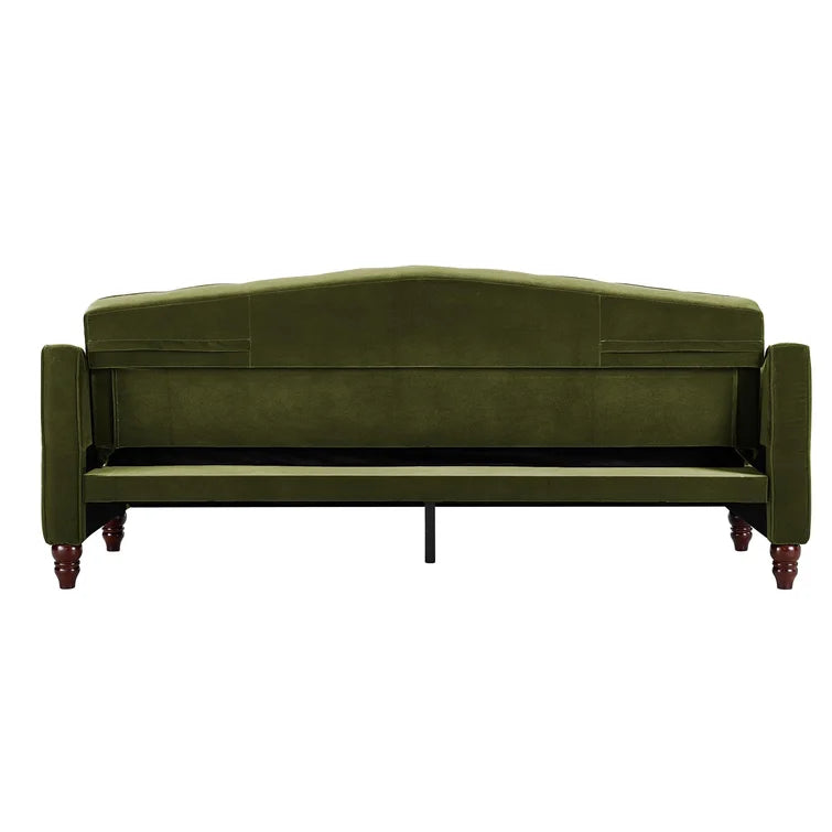 ADOUER WOOD Solid Wood Leg & Frame With Adjustable Tufted Backrest Sleeper Sofa Bed