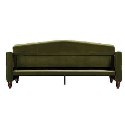 ADOUER WOOD Solid Wood Leg & Frame With Adjustable Tufted Backrest Sleeper Sofa Bed