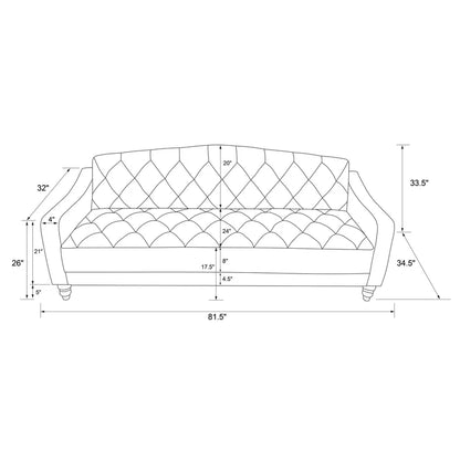 ADOUER WOOD Solid Wood Leg & Frame With Adjustable Tufted Backrest Sleeper Sofa Bed