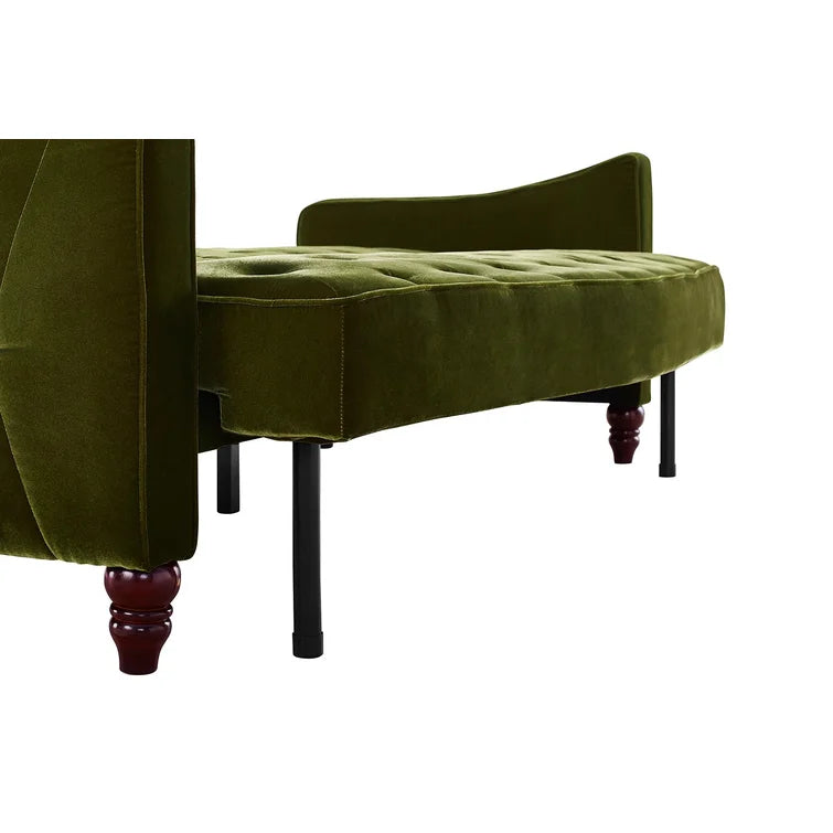 ADOUER WOOD Solid Wood Leg & Frame With Adjustable Tufted Backrest Sleeper Sofa Bed