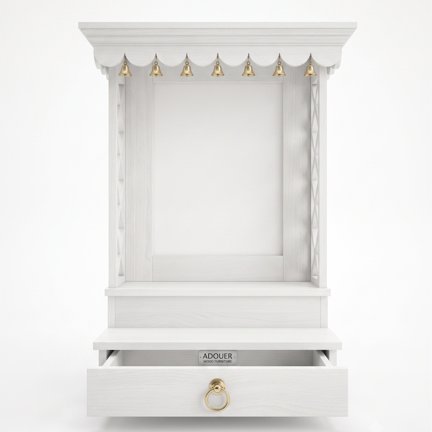 Modern White Wooden Wall Mounted Mandir for Home