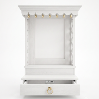 Modern White Wooden Wall Mounted Mandir for Home