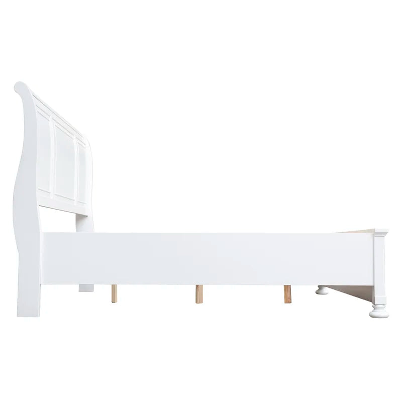 ADOUER WOOD Solid Sheesham Wood Classic Bed With Footboard Storage Drawer–White Finish