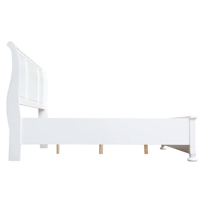 ADOUER WOOD Solid Sheesham Wood Classic Bed With Footboard Storage Drawer–White Finish