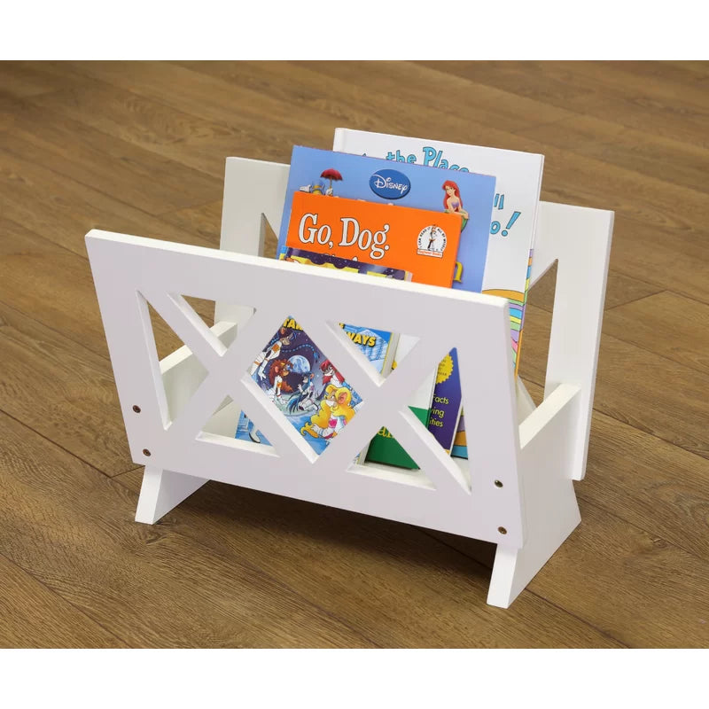 ADOUER WOOD Solid Sheesham Wood PU White Magazine Rack
