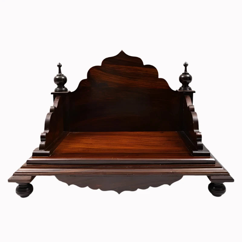 ADOUER WOOD Solid Sheesham Wood Designer Pooja Chowki (Walnut)