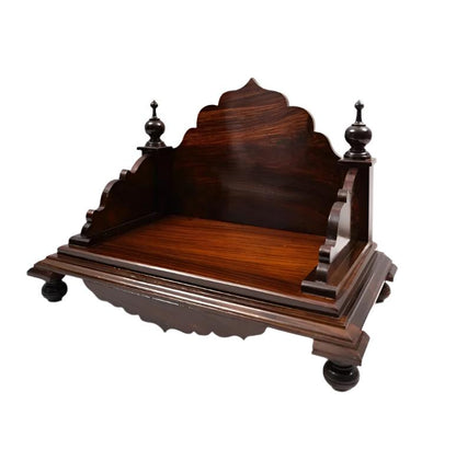 ADOUER WOOD Solid Sheesham Wood Designer Pooja Chowki (Walnut)