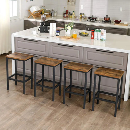 Adouer Wood "Industrial Solid Sheesham Wood Rustic Brown and Black Bar Stools - Set of 2"