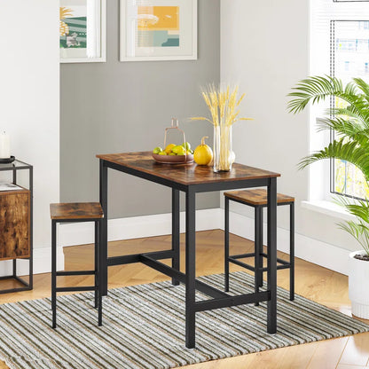 Adouer Wood "Industrial Solid Sheesham Wood Rustic Brown and Black Bar Stools - Set of 2"