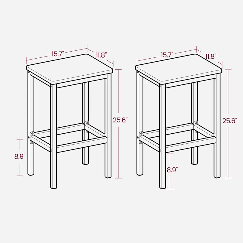 Adouer Wood "Industrial Solid Sheesham Wood Rustic Brown and Black Bar Stools - Set of 2"