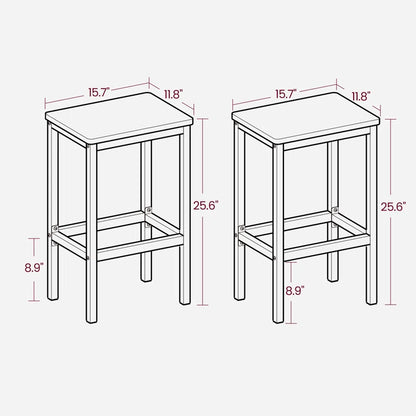 Adouer Wood "Industrial Solid Sheesham Wood Rustic Brown and Black Bar Stools - Set of 2"