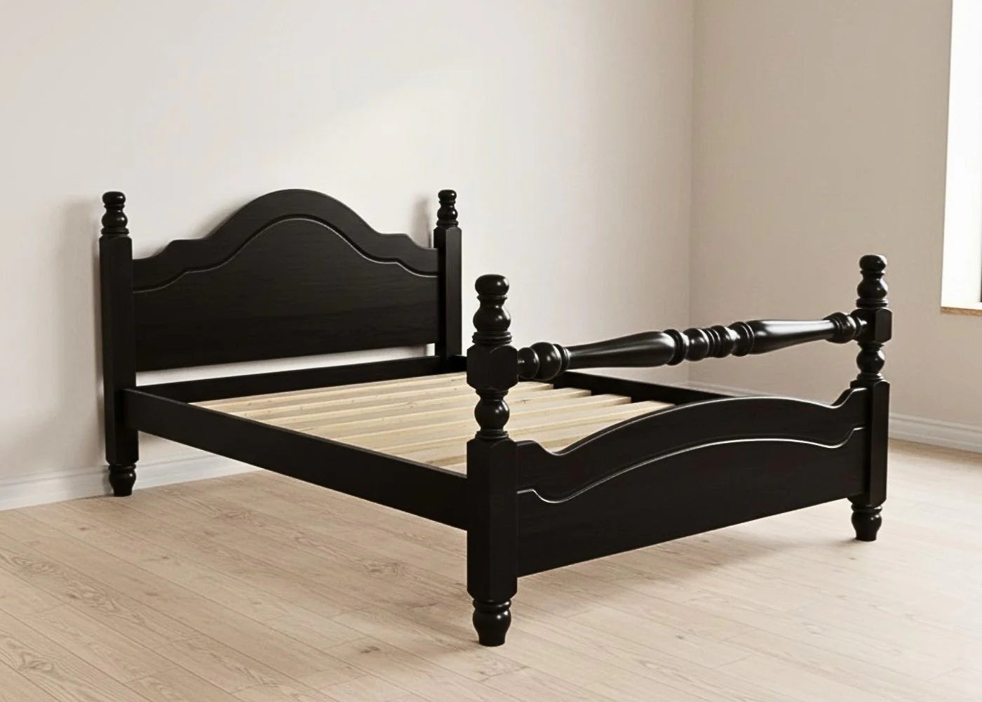 Adouer Wood Solid Sheesham Wooden Pine Bed Frame with Classic Headboard Design - Natural Finish