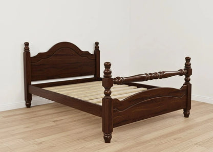 Adouer Wood Solid Sheesham Wooden Pine Bed Frame with Classic Headboard Design - Natural Finish