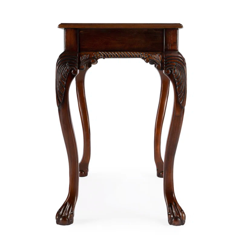 Adouer Wood Sheesham Wood "Yuliya Traditional Solid Wood Writing Desk with Ornate Carved Legs"