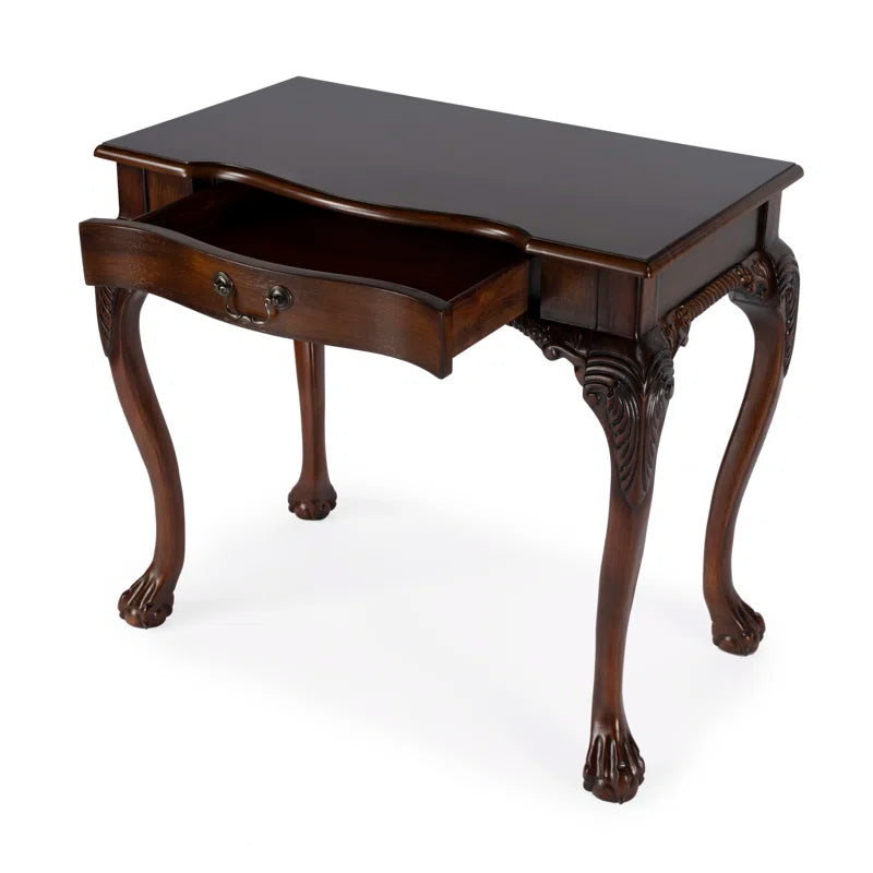 Adouer Wood Sheesham Wood "Yuliya Traditional Solid Wood Writing Desk with Ornate Carved Legs"
