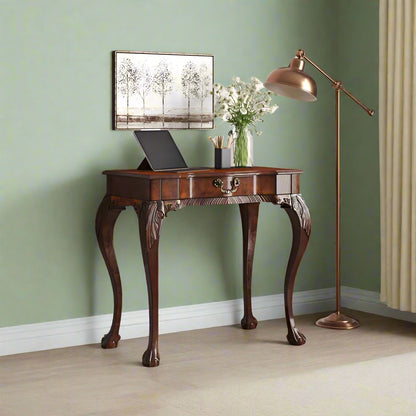 Adouer Wood Sheesham Wood "Yuliya Traditional Solid Wood Writing Desk with Ornate Carved Legs"
