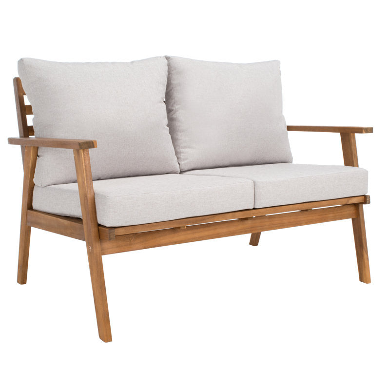 ADOUER WOOD 4-Piece Outdoor Patio Furniture Set – Solid Acacia Wood Seating Group with Plush Cushions