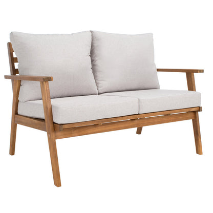 ADOUER WOOD 4-Piece Outdoor Patio Furniture Set – Solid Acacia Wood Seating Group with Plush Cushions