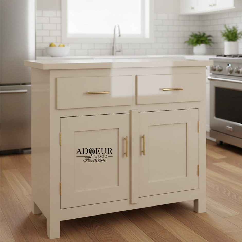 Solid Wood Kitchen Sideboard – Reclaimed Style Buffet Cabinet with 2 Drawers and 2 Doors