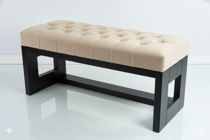 ADOUER WOOD Modern Tufted Ottoman Bench with Minimalist Frame