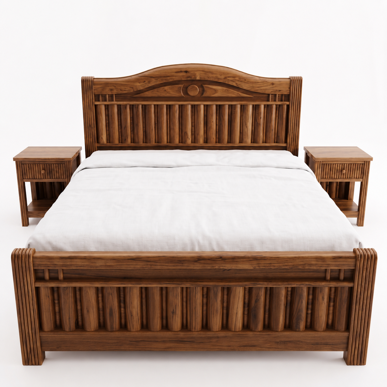 ADOUER WOOD Natural Finish Luxury Double Bed for Bedroom