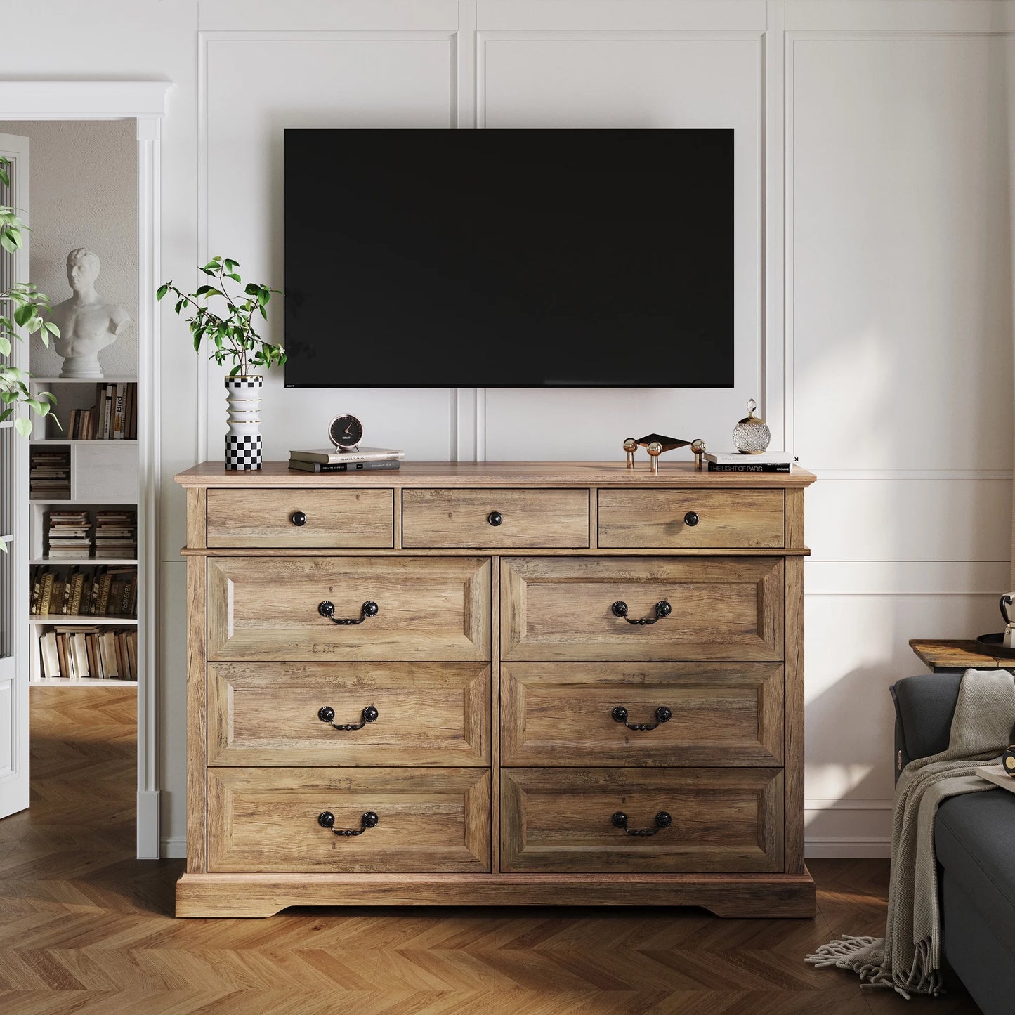 ADOUER WOOD 9 Drawers Solid Sheesham Wood Mulit Use Chest of Drawers