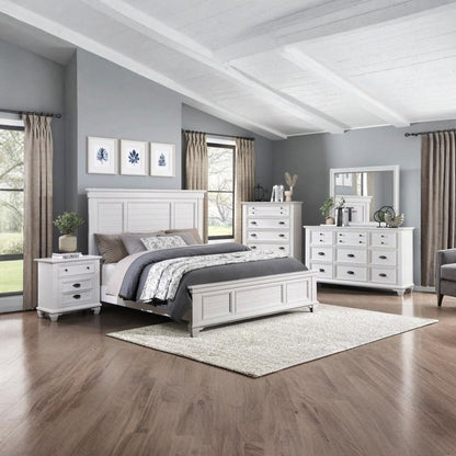 Adouer Wood Standard Solid Sheesham Wood Designer Bed (White)