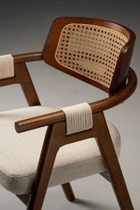 The Adouer Collection: 6-Seater Sheesham Wood Dining Set in Natural PU Finish with Hand-Woven Cane Back Armchairs