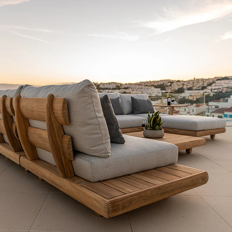 ADOUER WOOD Luxurious Acacia Wood Natural 7 Seater Outdoor Patio Sofa Set