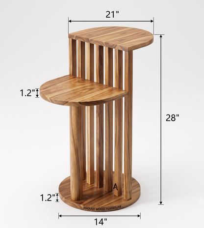 ADOUER WOOD 28" Solid Wood 2-Tier Slat End Table