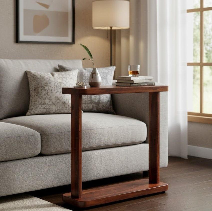Adouer Wood Solid Sheesham Wood Side Mini Table for Living Room Sofa Bedside Nightstand Table Accent Table
