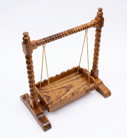 Adouer wood Handcrafted Wooden Jhula Swing for Laddu Gopal & Pooja Altar Decor