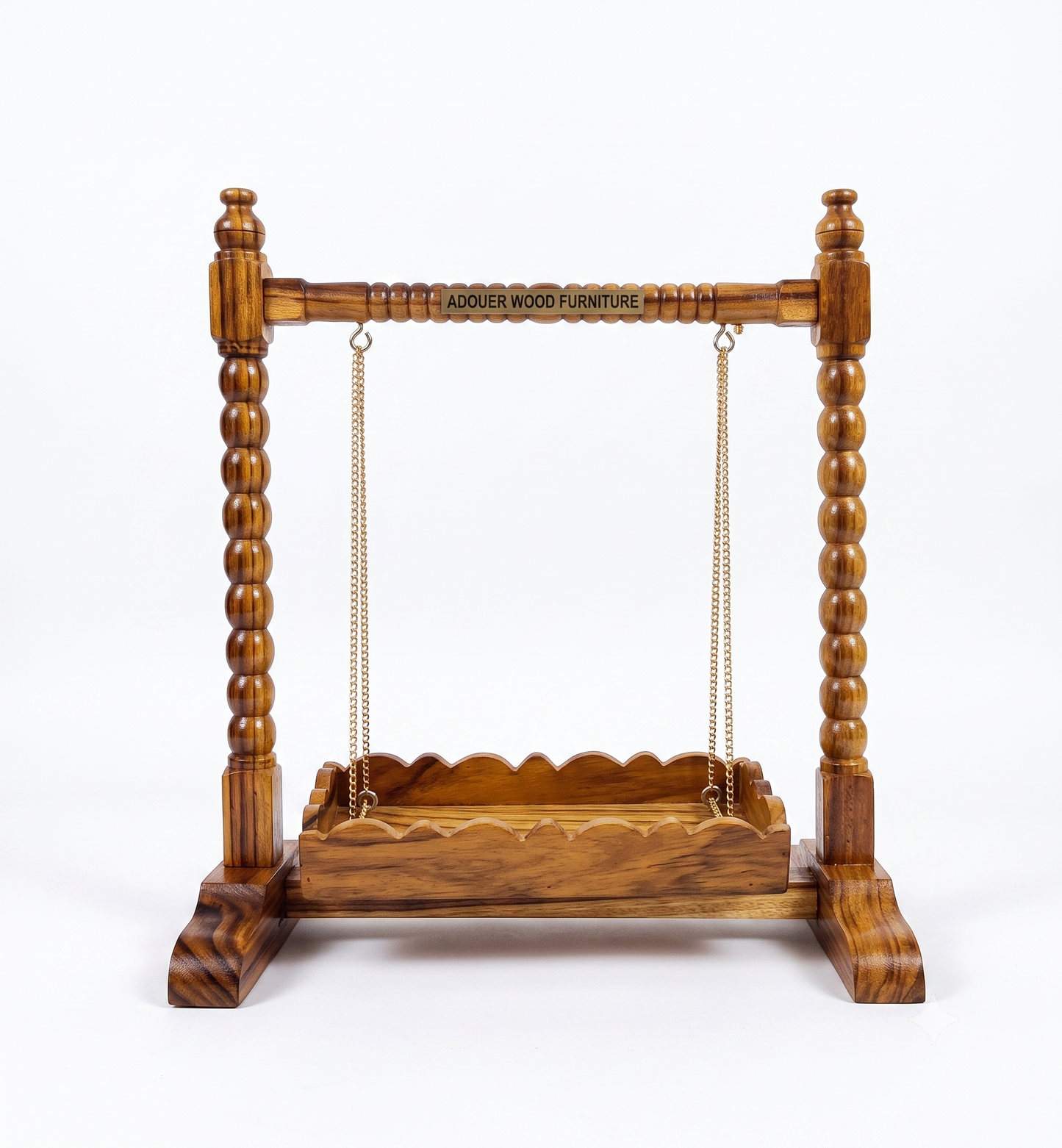 Adouer wood Handcrafted Wooden Jhula Swing for Laddu Gopal & Pooja Altar Decor