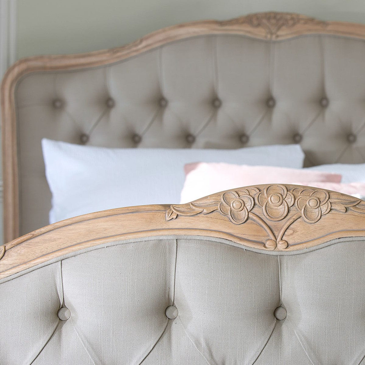 Adouer Wood Luxury Upholstered Hand Carving French Bed