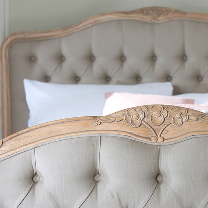 Adouer Wood Luxury Upholstered Hand Carving French Bed