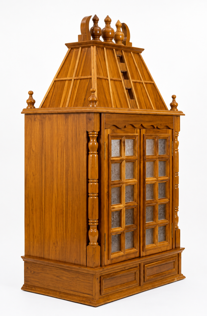 ADOUER WOOD Traditional Solid Wood Temple Cabinet with Acrylic Glass Doors