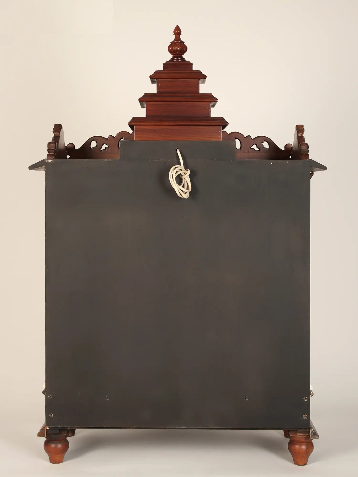 ADOUER WOOD 60'' Luxuries Teak Wood & Marble Hand Carved Pooja Mandir With One Drawer (Mahogany)