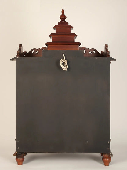 ADOUER WOOD 60'' Luxuries Teak Wood & Marble Hand Carved Pooja Mandir With One Drawer (Mahogany)