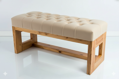 ADOUER WOOD Modern Tufted Ottoman Bench with Minimalist Frame